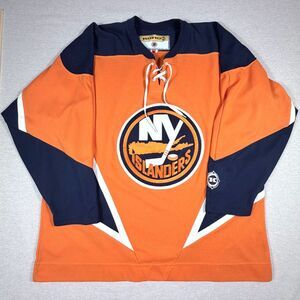 KOHO Vintage NY Islanders Jersey Blank No Number Men XL Orange Blue Made Canada